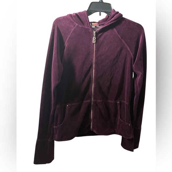 Bejeweled By Susan Fixel Y2K Purple Velour Zip-Up Hoodie L - Picture 1 of 10